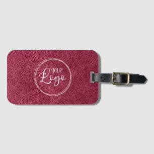 Étiquette À Bagage Rouge Magenta Faux Cuir Moderne Logo d'Entreprise