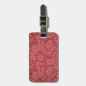 Étiquette À Bagage Rouge Paisley Damask Designer Floral Classic (Devant Vertical)