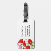 Étiquette À Bagage Rouge Papes Rose Art Nom personnalisé Personnalisé (Dos Vertical)