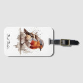 Étiquette À Bagage Rouge rouge de l'oiseau mignon en aquarelle (Devant Horizontal)