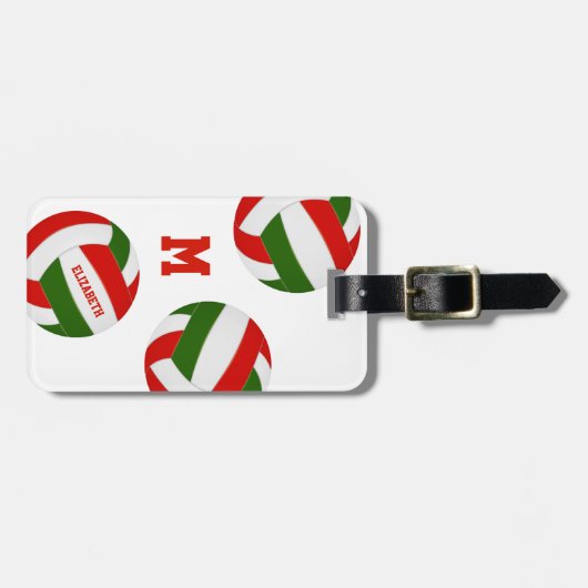 Étiquette À Bagage rouge vert filles garçons volleball équipe couleur (Devant horizontal)