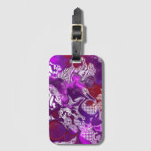 Étiquette À Bagage Rouge violet Abstrait Fluid Art Marbre (Devant Vertical)