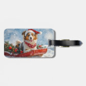 Étiquette À Bagage Rough Collie Dog in Sledge Let Snow Christmas (Dos horizontal)