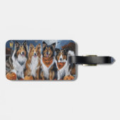 Étiquette À Bagage Rough Collie Halloween Épouvantable (Dos horizontal)
