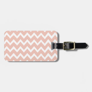 Étiquette À Bagage Rougissent motif rose de Chevron et de blanc
