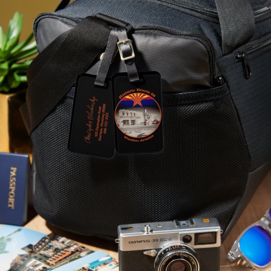 Étiquette À Bagage Route historique 66 Destination Winslow Arizona (Recto & Verso)