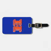Étiquette À Bagage Royal Blue and Orange Varsity School Monogram (Devant horizontal)