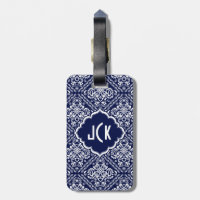Royal Blue & White Floral Damask 7 Motif