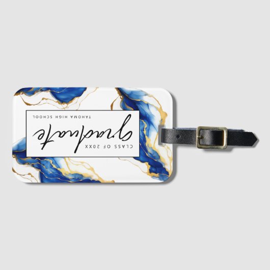 Étiquette À Bagage Royal Blue Yellow Gold Classe de 2024 Elegant (Devant Horizontal)