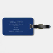 Étiquette À Bagage Royal Gold Couronne Nom Customisé Bleu (Dos horizontal)