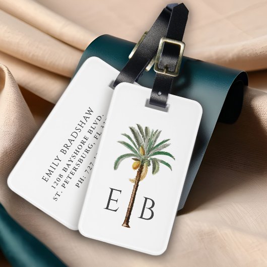Étiquette À Bagage Royal Palm Logo Classic Tropical Monogram