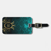 Étiquette À Bagage Royal Personalized Damask Turquoise (Devant horizontal)