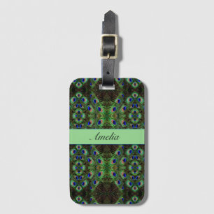 Étiquette À Bagage Royal Plumage - Luxe Peacock Motif en plumes