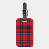 Étiquette À Bagage Royal Stewart tartan rouge noir plaid (Devant Vertical)