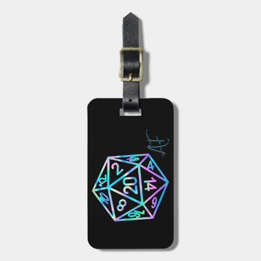 Étiquette À Bagage RPG Crit AF | Holo Retro PnP Tabletop Dice Gamer (Devant Vertical)