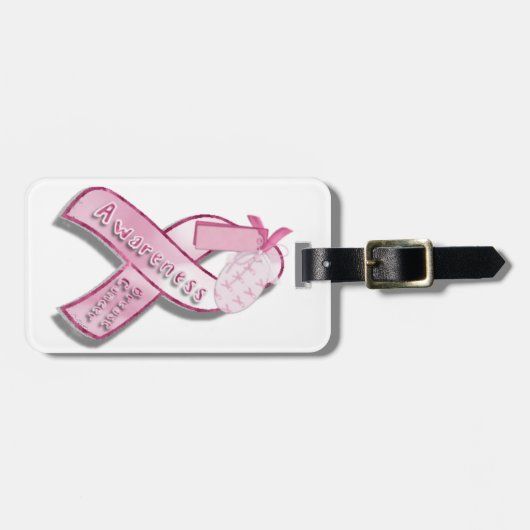 Étiquette À Bagage Ruban de conscience de cancer du sein (Devant horizontal)