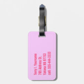 Étiquette À Bagage Ruban rose (Dos Vertical)