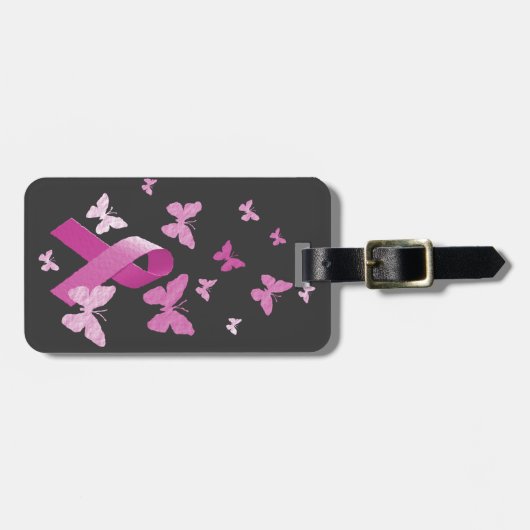 Étiquette À Bagage Ruban rose de conscience (Devant horizontal)