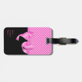 Étiquette À Bagage Ruban rose et Pois (Dos horizontal)