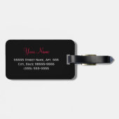 Étiquette À Bagage Ruban rouge vif Empreinte de léopard avec nom (Dos horizontal)