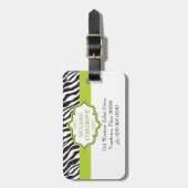 Étiquette À Bagage Ruban vert Zebra (Devant Vertical)