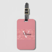 Étiquette À Bagage Ruddy Pink Batik Nom Monogrammé (Devant Vertical)