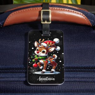 Étiquette À Bagage Rudolph Le Nez Rouge Noël