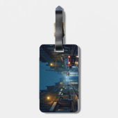 Étiquette À Bagage rue de la nuit pluvieuse (Dos Vertical)