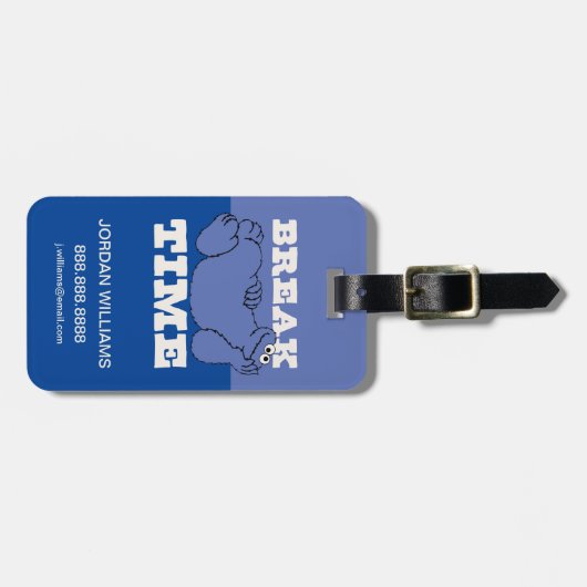 Étiquette À Bagage Rue Sésame | Cookie Monster | Ajouter vos informat (Devant horizontal)