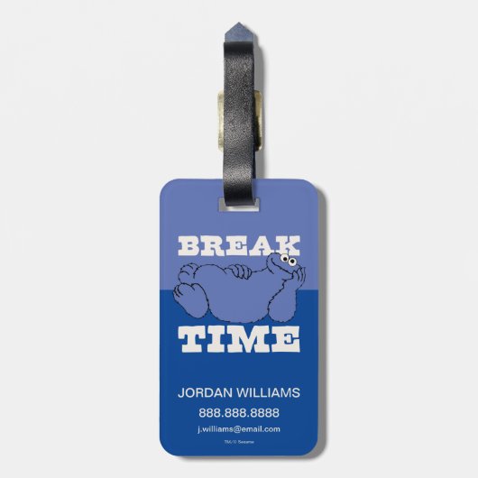 Étiquette À Bagage Rue Sésame | Cookie Monster | Ajouter vos informat (Dos Vertical)