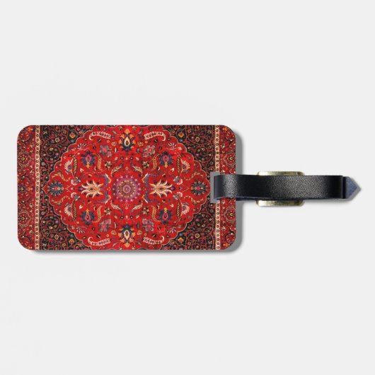 Étiquette À Bagage Rug perse rouge de Mashhad (Dos horizontal)