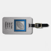 Étiquette À Bagage Rugby à look métal brossé (Devant horizontal)