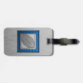 Étiquette À Bagage Rugby à look métal brossé (Dos horizontal)