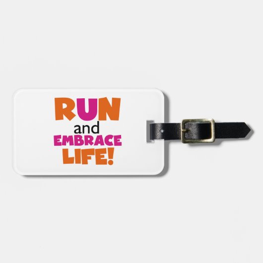 Étiquette À Bagage Run and Embrassez Life Orange Pink (Devant horizontal)
