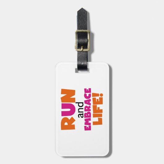 Étiquette À Bagage Run and Embrassez Life Orange Pink (Devant Vertical)