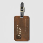 Étiquette À Bagage Russe Brown cuivre Monogramme Audacieux Typographi (Devant Vertical)