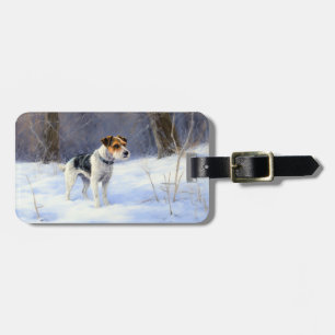 Étiquette À Bagage Russell Terrier Qu'il neige Noël