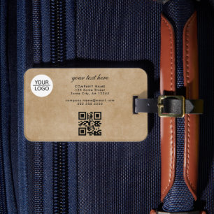 Étiquette À Bagage Rustic Ajouter Logo Code QR Promotion de texte per