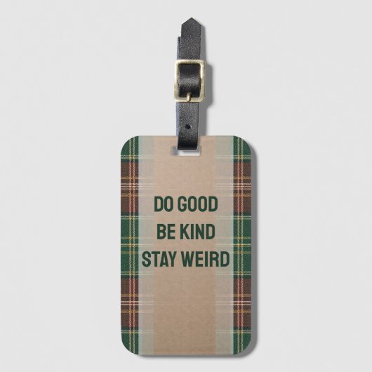 Étiquette À Bagage Rustic Autumn Plaid (Devant Vertical)