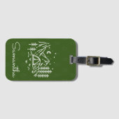 Étiquette À Bagage Rustic Bold Adventure Camping Trip Monogram Green (Devant Horizontal)