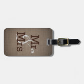 Étiquette À Bagage Rustic Country Burlap Monogram Mariage M. et Mme. (Devant horizontal)