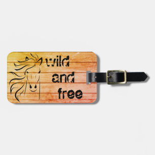 Étiquette À Bagage Rustic Country Wild and Free Horse Sketch personna