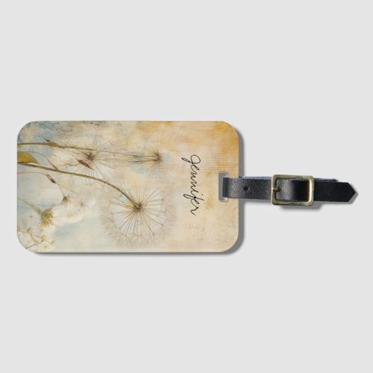 Étiquette À Bagage Rustic Dandelions (Devant Horizontal)