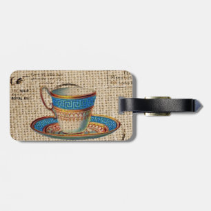 Étiquette À Bagage Rustic english country tea party blue teacup