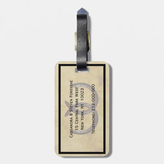 Étiquette À Bagage Rustic Horseshoes (Dos Vertical)