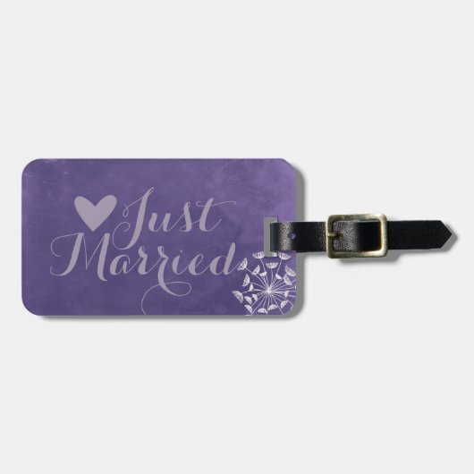 Étiquette À Bagage Rustic Romance Purple Lune de miel Mots clés (Devant horizontal)