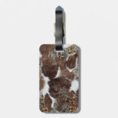 Étiquette À Bagage Rustic Western Brown Leather Cowhal Nom à imprimer (Dos Vertical)