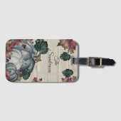 Étiquette À Bagage Rustique Dusty Citrouille automne Feuilles gris bo (Devant Horizontal)