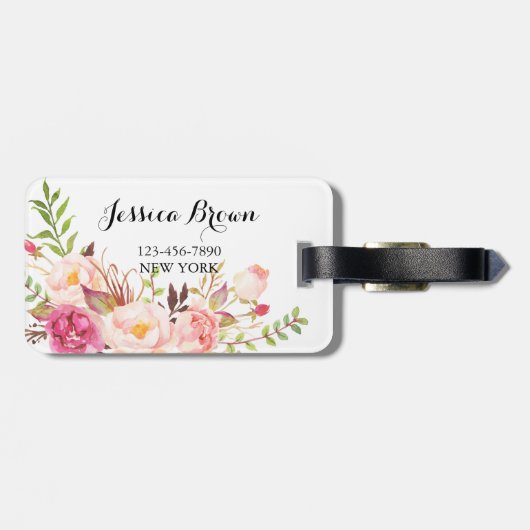 Étiquette À Bagage Rustique Peony Floral Bridesmaid (Dos horizontal)