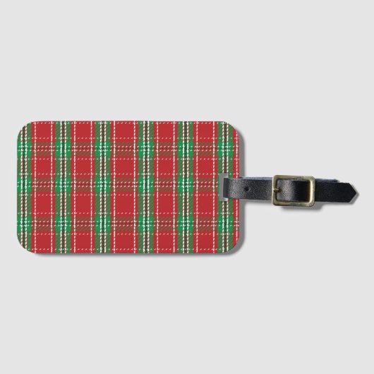 Étiquette À Bagage Rustique Style Rouge Vert Ferme Plaid Simple (Devant Horizontal)